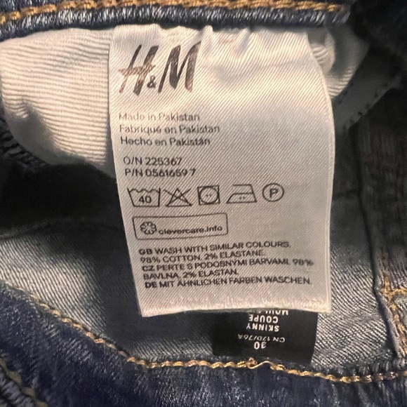 h&m &denim light wash skinny distressed button fly jeans womens 30 - Picture 4 of 6